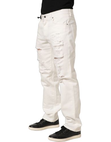 Cotton Distressed Straight Denim Men's Jeans - Dolce & Gabbana - Modalova