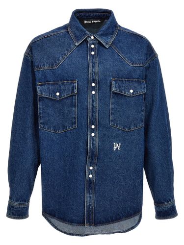 Polyester Denim Men's Jacket - Palm Angels - Modalova