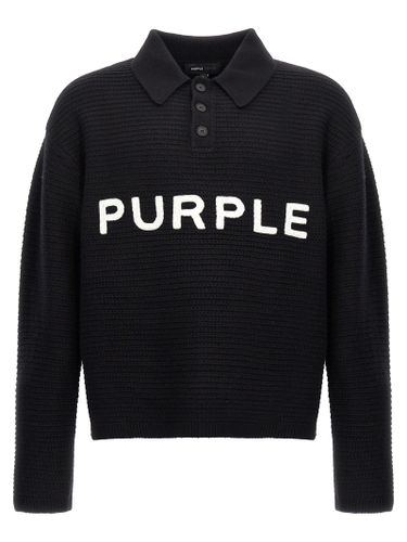 PURPLE Black Wool Men's Cardigan - PURPLE - Modalova