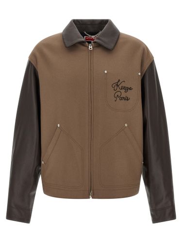 Virgin Wool Leather Men's Jacket - Kenzo - Modalova