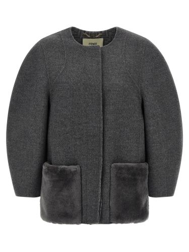 Fendi Gray Virgin Wool Women's Coat - Fendi - Modalova