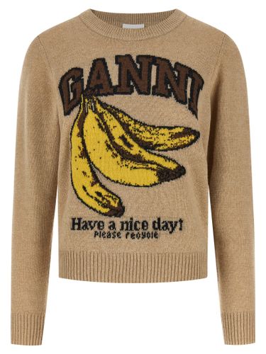 Ganni Beige Wool Women's Cardigan - Ganni - Modalova