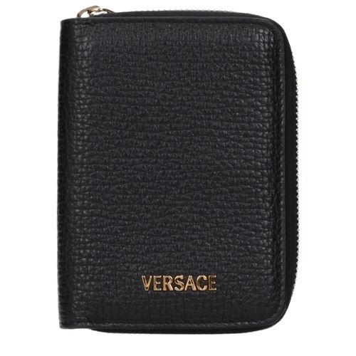 Versace Black Leather Men's Wallet - Versace - Modalova