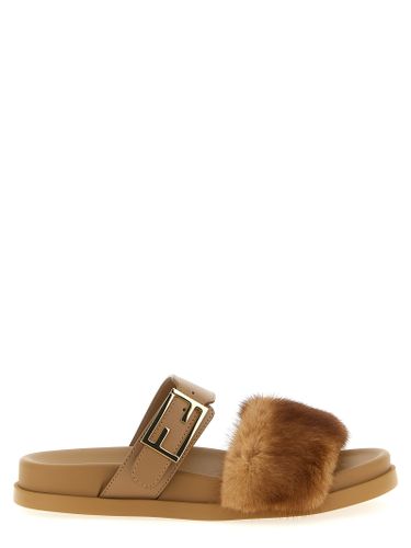 Fendi Brown Leather Women's Slides - Fendi - Modalova