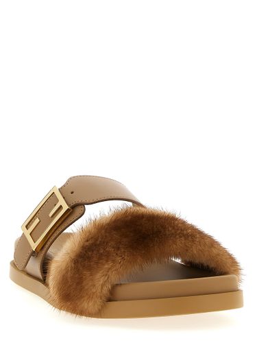 Fendi Brown Leather Women's Slides - Fendi - Modalova