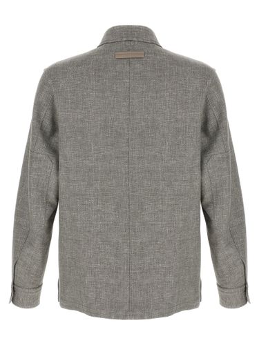 ZEGNA Beige Linen Men's Blouse - ZEGNA - Modalova