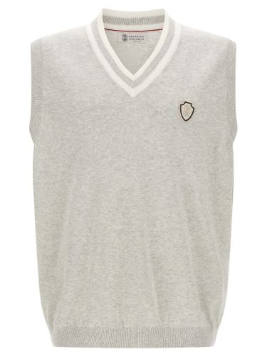 Cotton Sleeveles Men's Sweater - Brunello Cucinelli - Modalova