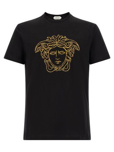 Versace Black Cotton Men's T-Shirt - Versace - Modalova