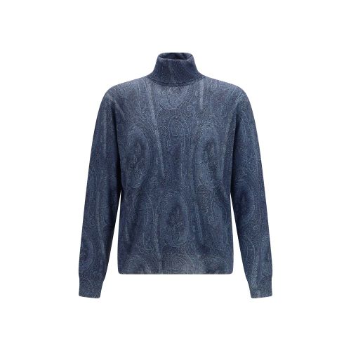 Etro Blue Silk Men's Turtleneck - Etro - Modalova