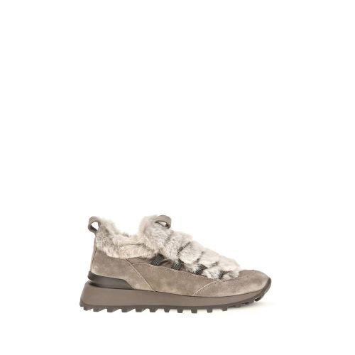 Suede Leather Athletic Women's Sneakers - Brunello Cucinelli - Modalova