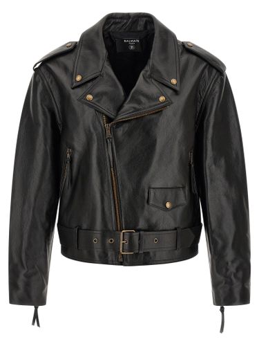 Calfskin Leather Men's Jacket - Balmain - Modalova