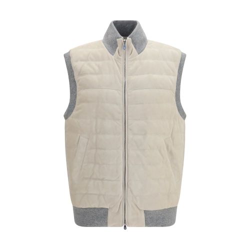 Calf Leather Bos Taurus Sleeveless Men's Jacket - Brunello Cucinelli - Modalova
