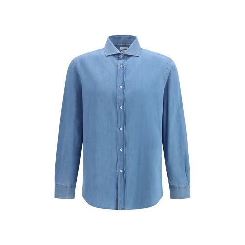 Denim Men's Shirt - Brunello Cucinelli - Modalova