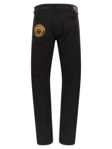 Cotton Straight-Leg Men's Jeans - Versace - Modalova