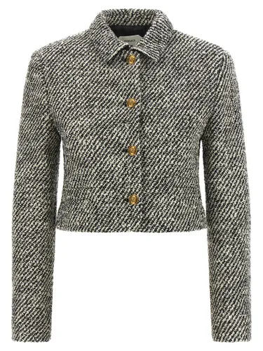 Virgin Wool Full-Length Women's Jacket - Versace - Modalova