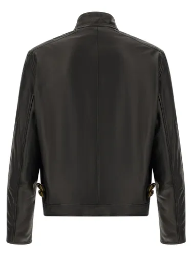Lamb Leather Leather Men's Jacket - Versace - Modalova
