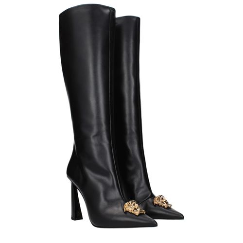 Leather High Heel Women's Boots - Versace - Modalova