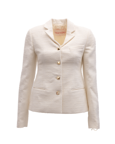 Off-White Tailored Blazer with Gold Stud Women's Buttons - Valentino Garavani - Modalova