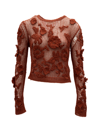 Rust Crochet Floral Women's Top - Valentino Garavani - Modalova