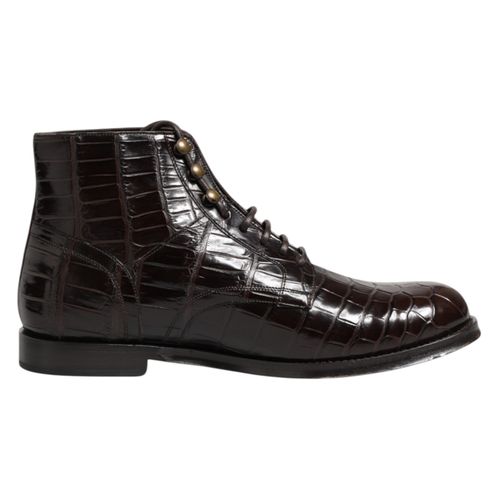 Dark Leather Lace Up Short Boots Men's Shoes - Dolce & Gabbana - Modalova