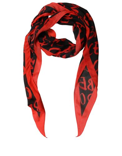 Men Red Black Graffiti Logo Lace Stole Men's Scarf - Dolce & Gabbana - Modalova