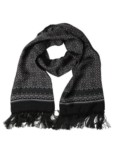 Silk Geometric Fringed Neck Shawl Men's Scarf - Dolce & Gabbana - Modalova
