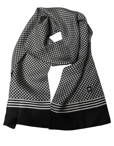 Black White Geometric Silk Neck Shawl Men's Scarf - Dolce & Gabbana - Modalova