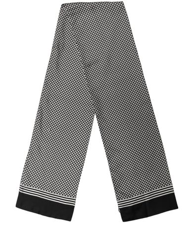 Black White Geometric Silk Neck Shawl Men's Scarf - Dolce & Gabbana - Modalova