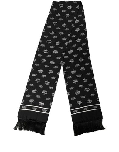 Silk Crown Fringed Neck Shawl Men's Scarf - Dolce & Gabbana - Modalova