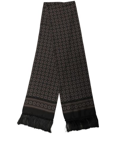 Silk Geometric Fringed Neck Shawl Men's Scarf - Dolce & Gabbana - Modalova