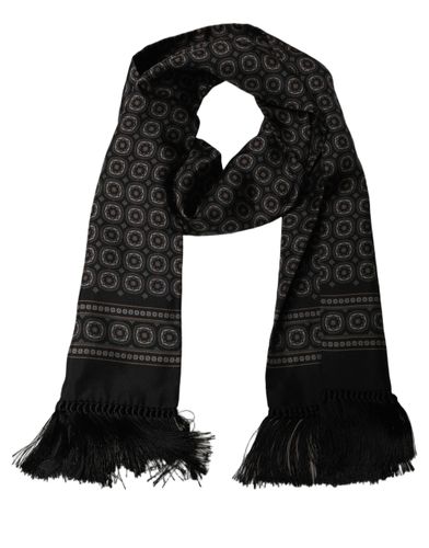 Silk Geometric Fringed Neck Shawl Men's Scarf - Dolce & Gabbana - Modalova
