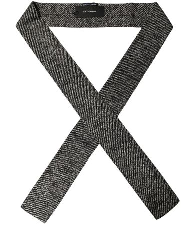Black White Herringbone Tweed Shawl Men's Scarf - Dolce & Gabbana - Modalova