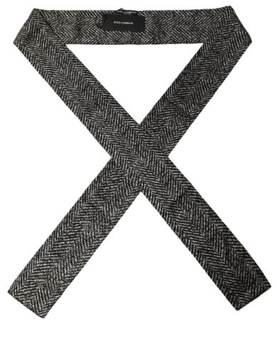 Black White Herringbone Tweed Shawl Men's Scarf - Dolce & Gabbana - Modalova