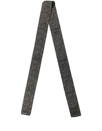 Black White Herringbone Tweed Shawl Men's Scarf - Dolce & Gabbana - Modalova
