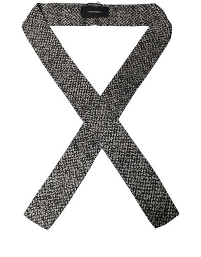 Black White Herringbone Tweed Shawl Men's Scarf - Dolce & Gabbana - Modalova