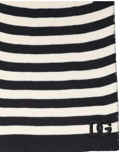Black White Stripes Silk Knitted Shawl Men's Scarf - Dolce & Gabbana - Modalova
