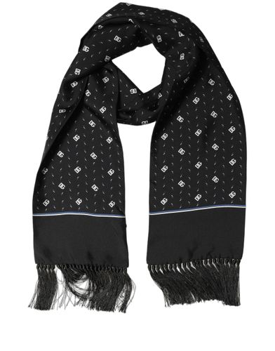 Silk DG Logo Men Fringed Shawl Men's Scarf - Dolce & Gabbana - Modalova