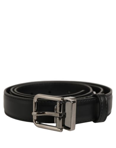 Leather Silver Tone Metal Buckle Men's Belt - Dolce & Gabbana - Modalova