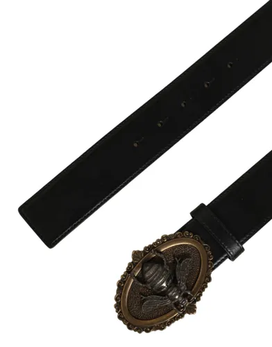 Leather Bee Accent Metal Buckle Men's Belt - Dolce & Gabbana - Modalova