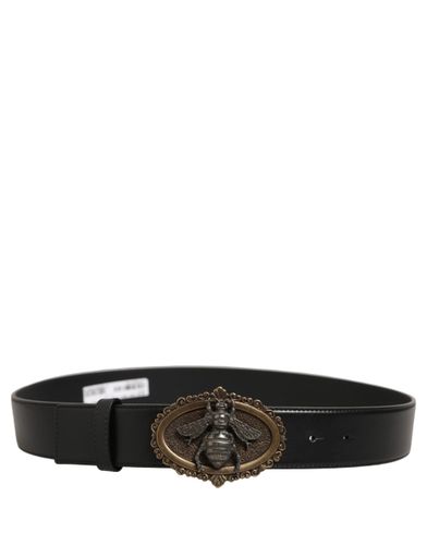 Leather Bee Accent Metal Buckle Men's Belt - Dolce & Gabbana - Modalova