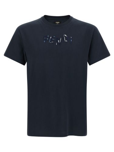 Fendi Blue Cotton Men's T-Shirt - Fendi - Modalova