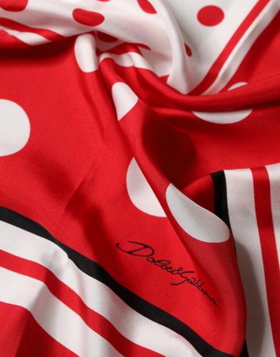 Red Polka Dot Print Silk Square Foulard Women's Scarf (Pre-Owned) - Dolce & Gabbana - Modalova
