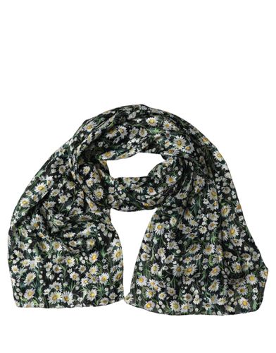 Black Silk Daisy Chiffon Long Stole Women's Scarf - Dolce & Gabbana - Modalova