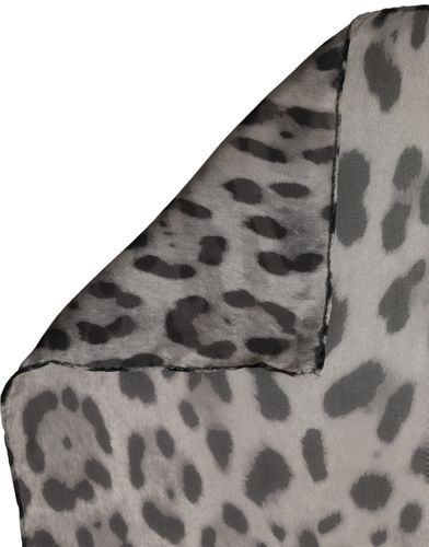 Gray Leopard Print Silk Square Foulard Women's Scarf - Dolce & Gabbana - Modalova