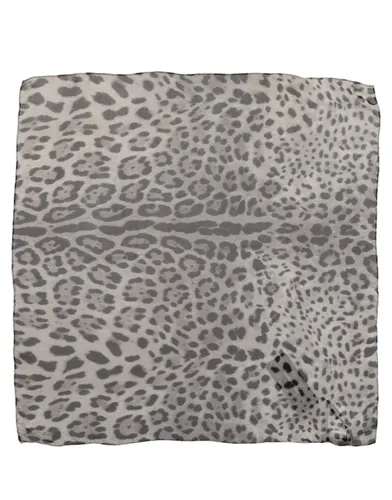 Gray Leopard Print Silk Square Foulard Women's Scarf - Dolce & Gabbana - Modalova