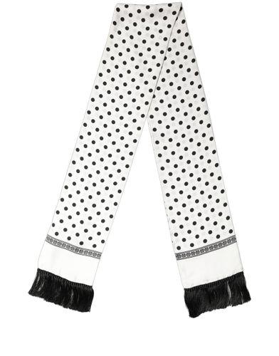 White Black Polka Dot Fringed Shawl Women's Scarf - Dolce & Gabbana - Modalova