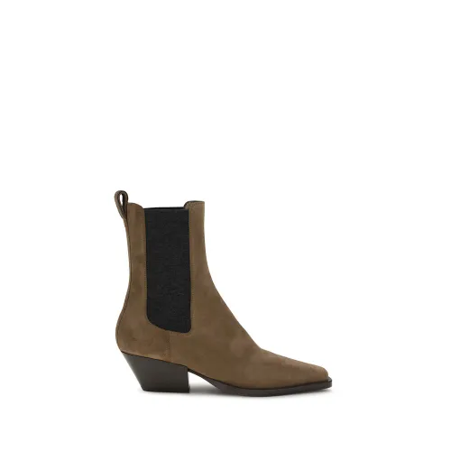 Calf Leather Bos Taurus Ankle Women's Boots - Brunello Cucinelli - Modalova