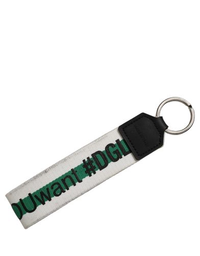 Green Logo Polyester Silver Brass Holder Keychain Women's Keyring (Pre-Owned) - Dolce & Gabbana - Modalova