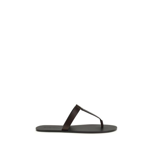 Calf Leather Bos Taurus Flat Men's Sandals - Saint Laurent - Modalova