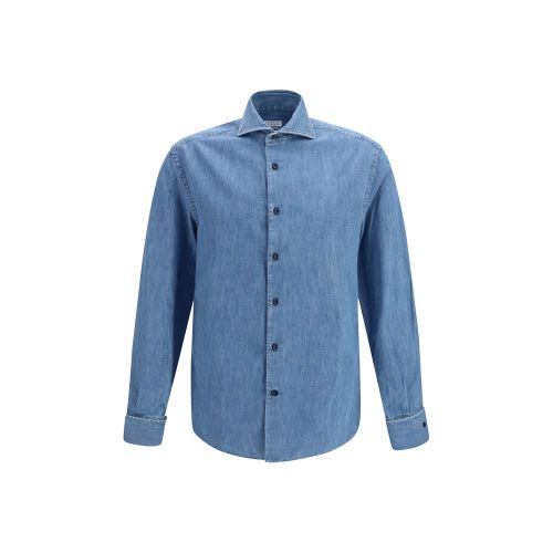 Denim Men's Shirt - Brunello Cucinelli - Modalova
